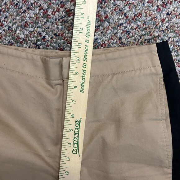 Club Monaco NWOT Tan with Side Black Stripe High Rise Cropped Chino Pants Size 2 - Picture 13 of 15